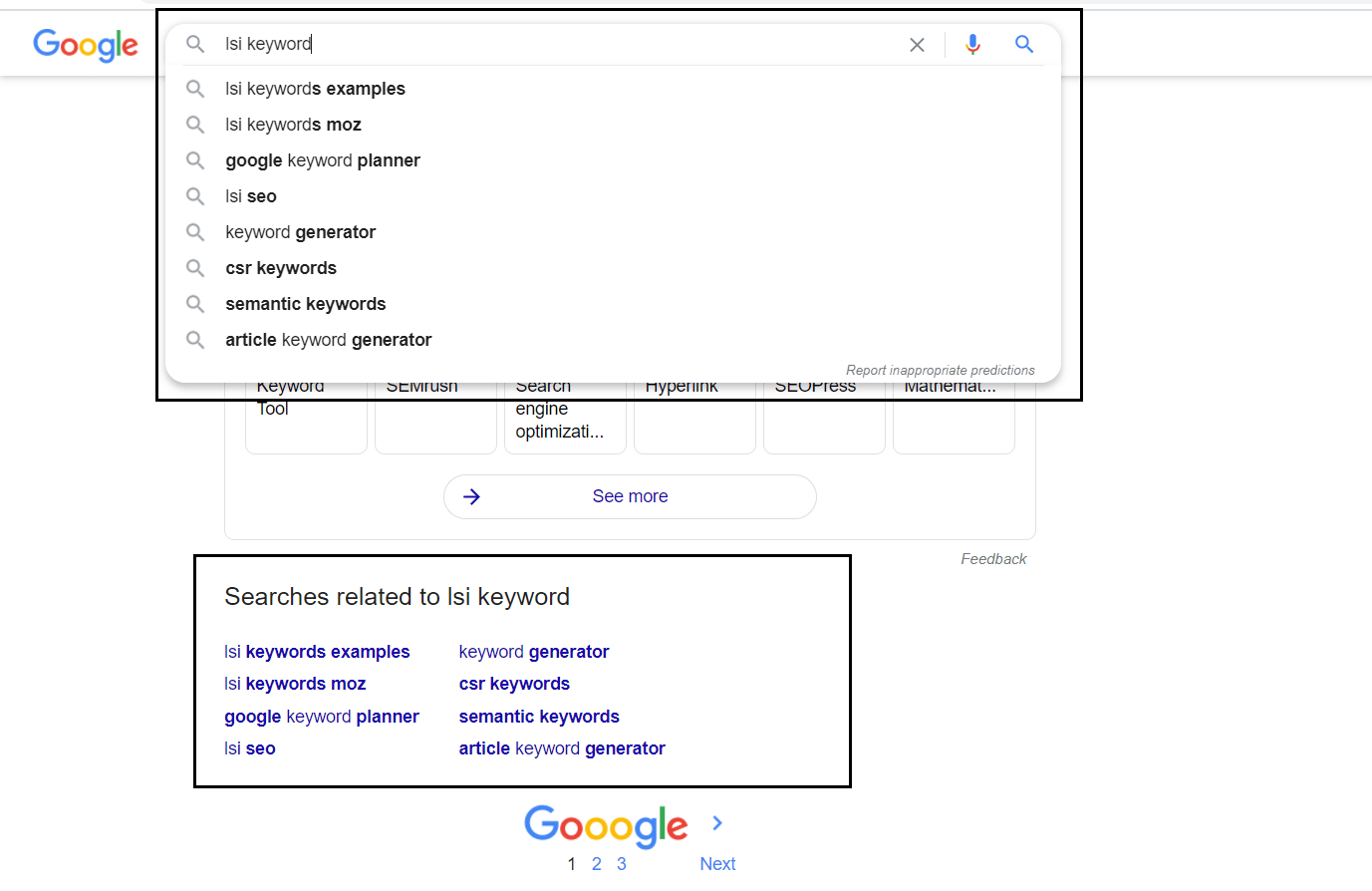 google search result
